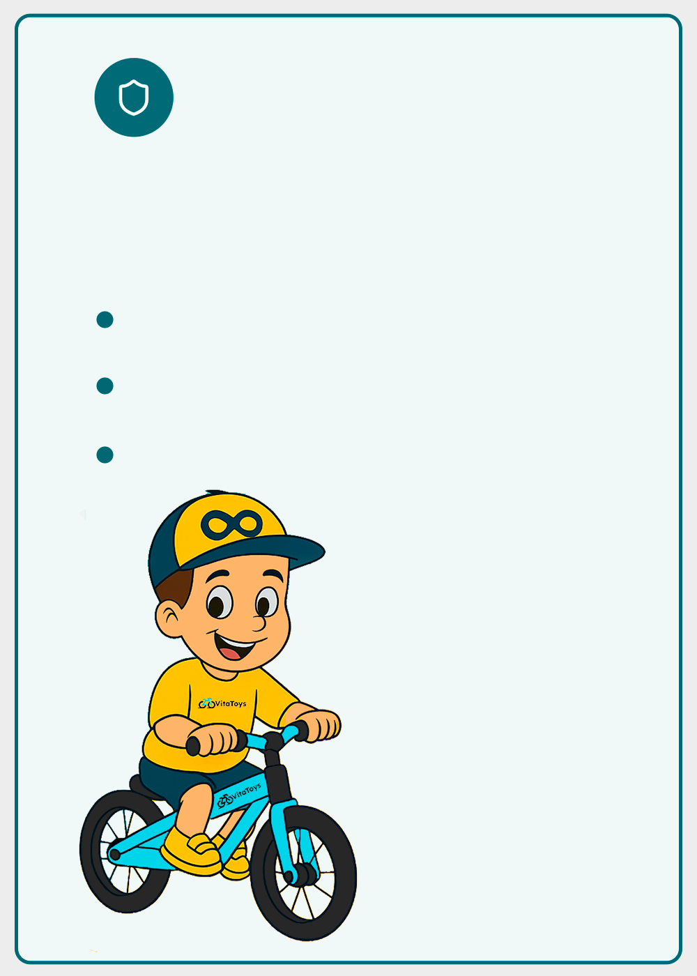 Vitalício, nosso mascote de boné amarelo em sua bicicleta turquesa